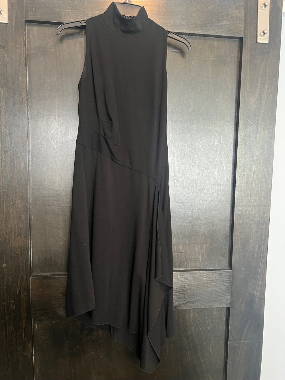 White House Black Market Black Sleeveless Asymmetric High-Neck Dress